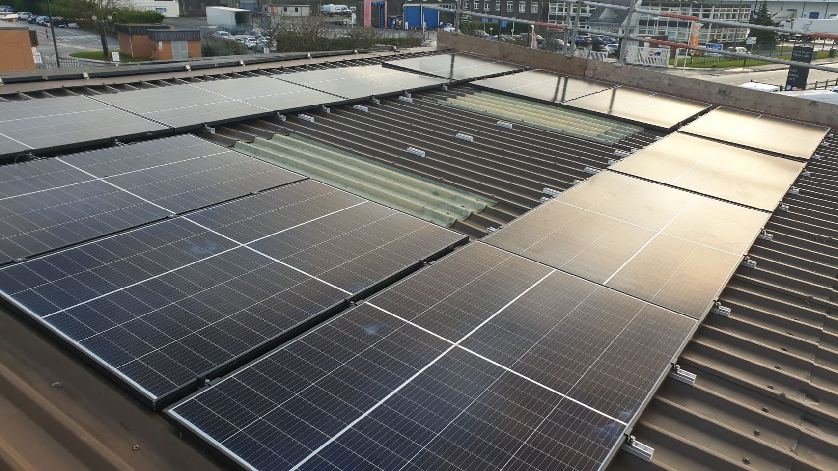 A solar PV installation at a car dealership in Grimsby, North East Lincolnshire